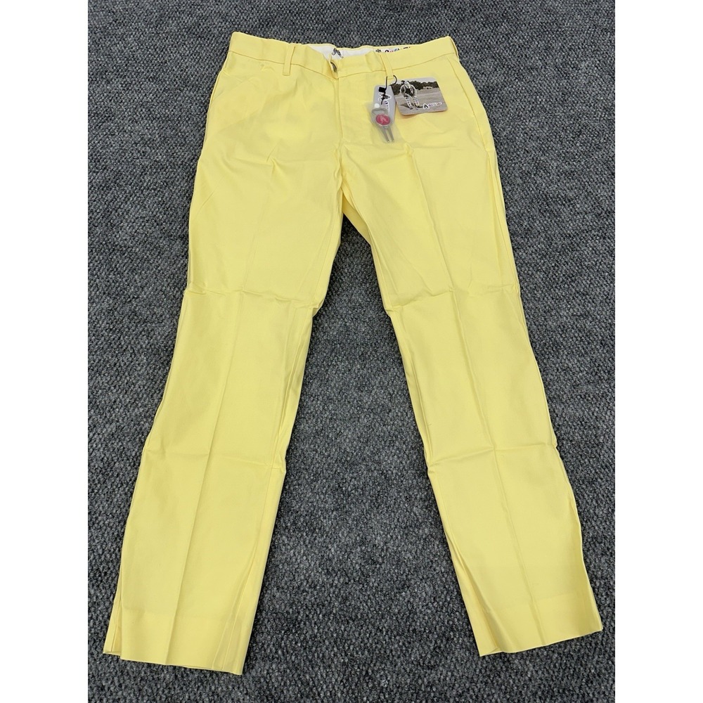 Royal and Awesome Men's 34x30 Golf Pants Trousers Pastel Yellow Stretch - New - Picture 2 of 12
